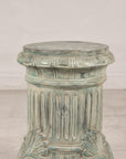 Verdigris bronze Neoclassical pedestal, upper front view