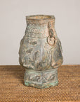 Vintage East Asian Hexagonal Bronze Vase with Koi Relief, additional gallery view 12
