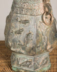 Vintage East Asian Hexagonal Bronze Vase with Koi Relief, additional gallery view 14