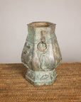 Vintage East Asian Hexagonal Bronze Vase with Koi Relief, additional gallery view 17
