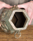 Vintage East Asian Hexagonal Bronze Vase with Koi Relief, additional gallery view 18