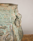 Vintage East Asian Hexagonal Bronze Vase with Koi Relief, additional gallery view 19