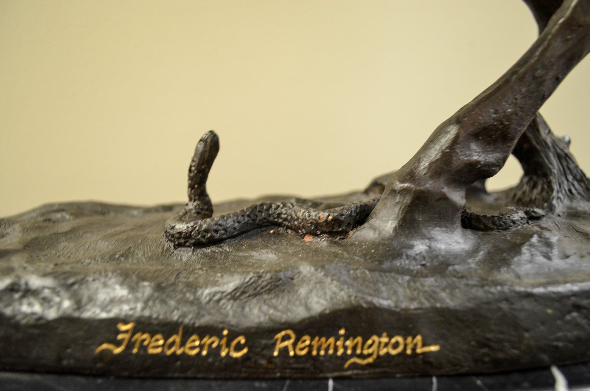 &quot;Rattlesnake&quot; Frederic Remington Bronze Tabletop Statue