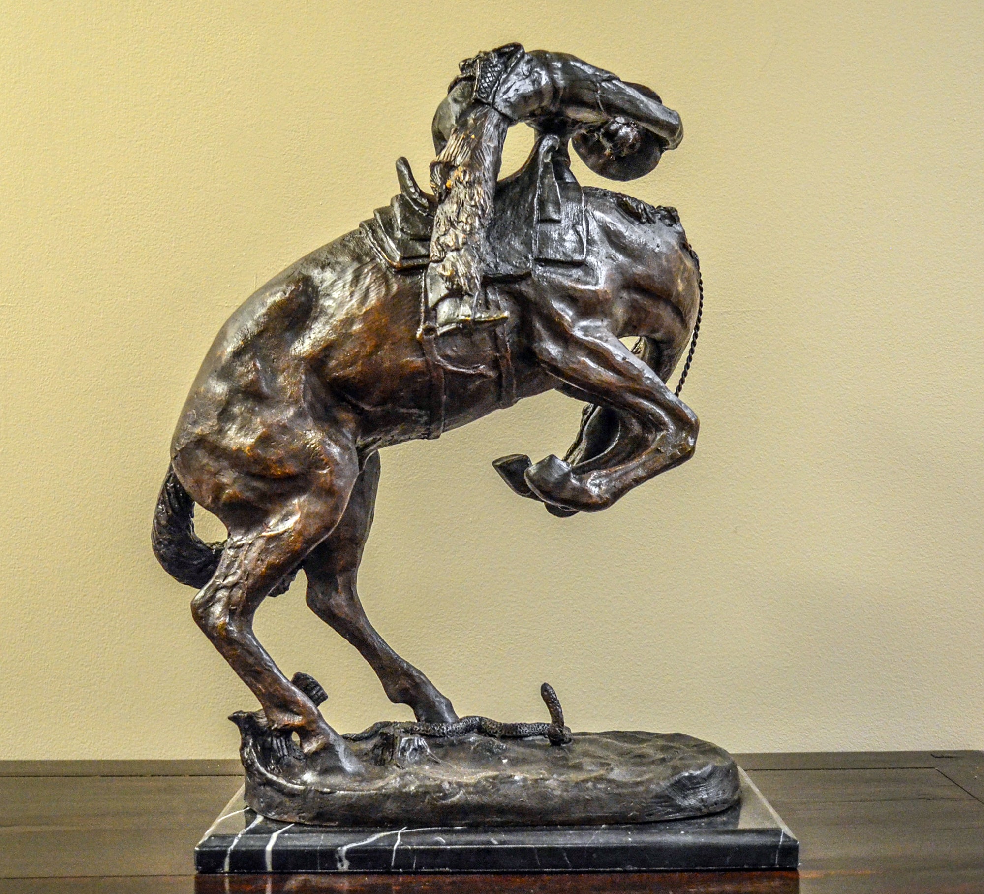 &quot;Rattlesnake&quot; Frederic Remington Bronze Tabletop Statue