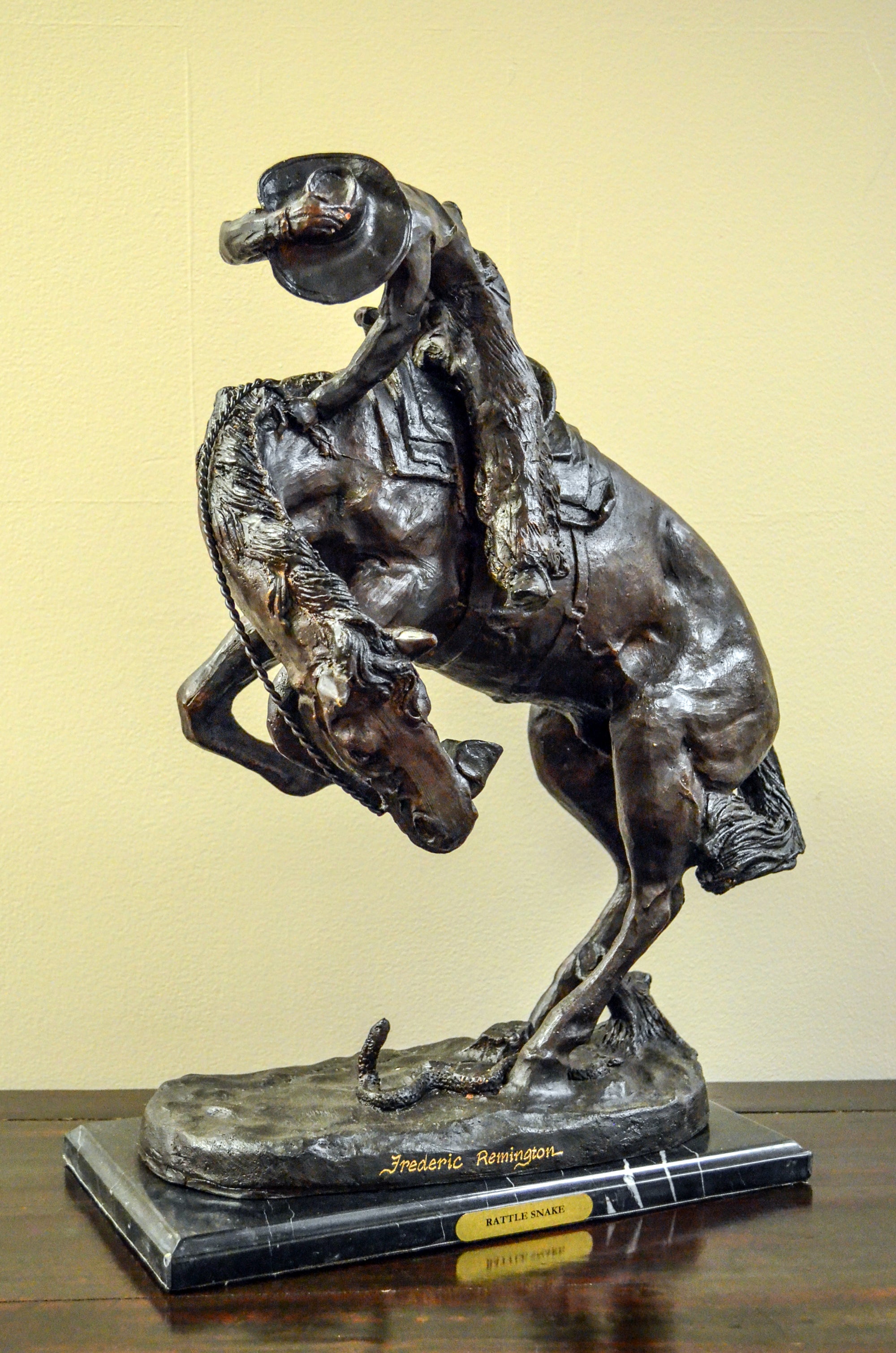 &quot;Rattlesnake&quot; Frederic Remington Bronze Tabletop Statue