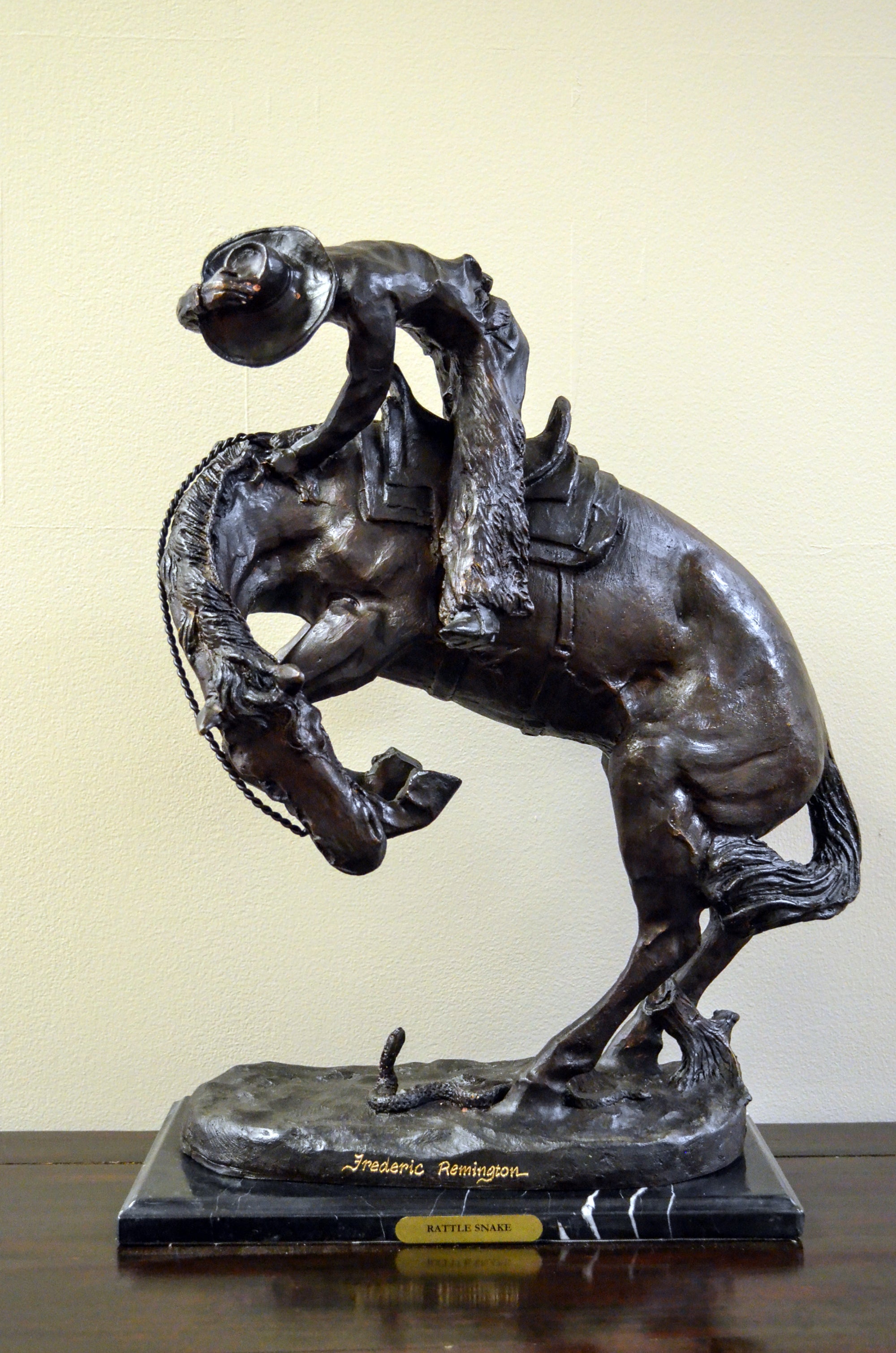 &quot;Rattlesnake&quot; Frederic Remington Bronze Tabletop Statue