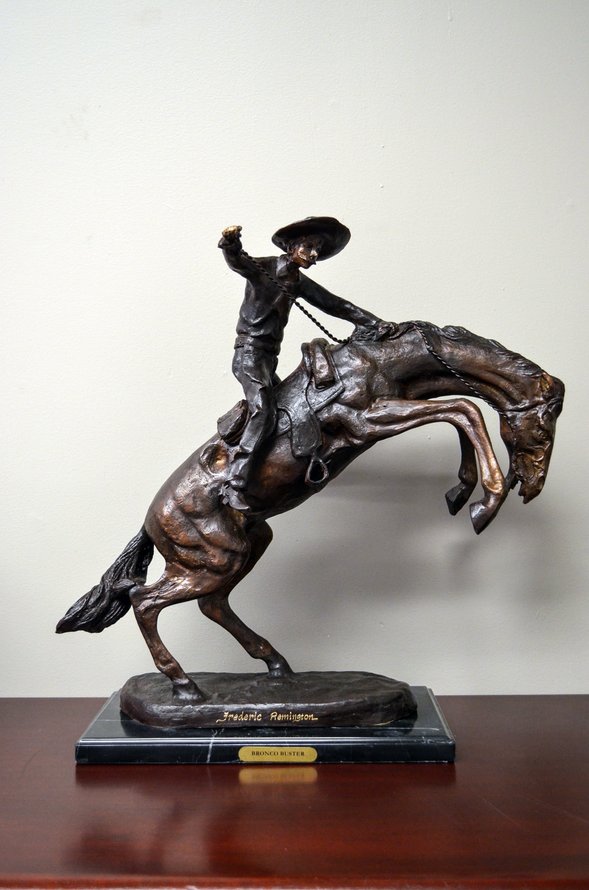 Bronco Buster Frederic Remington Bronze Tabletop Statue | FEA Home