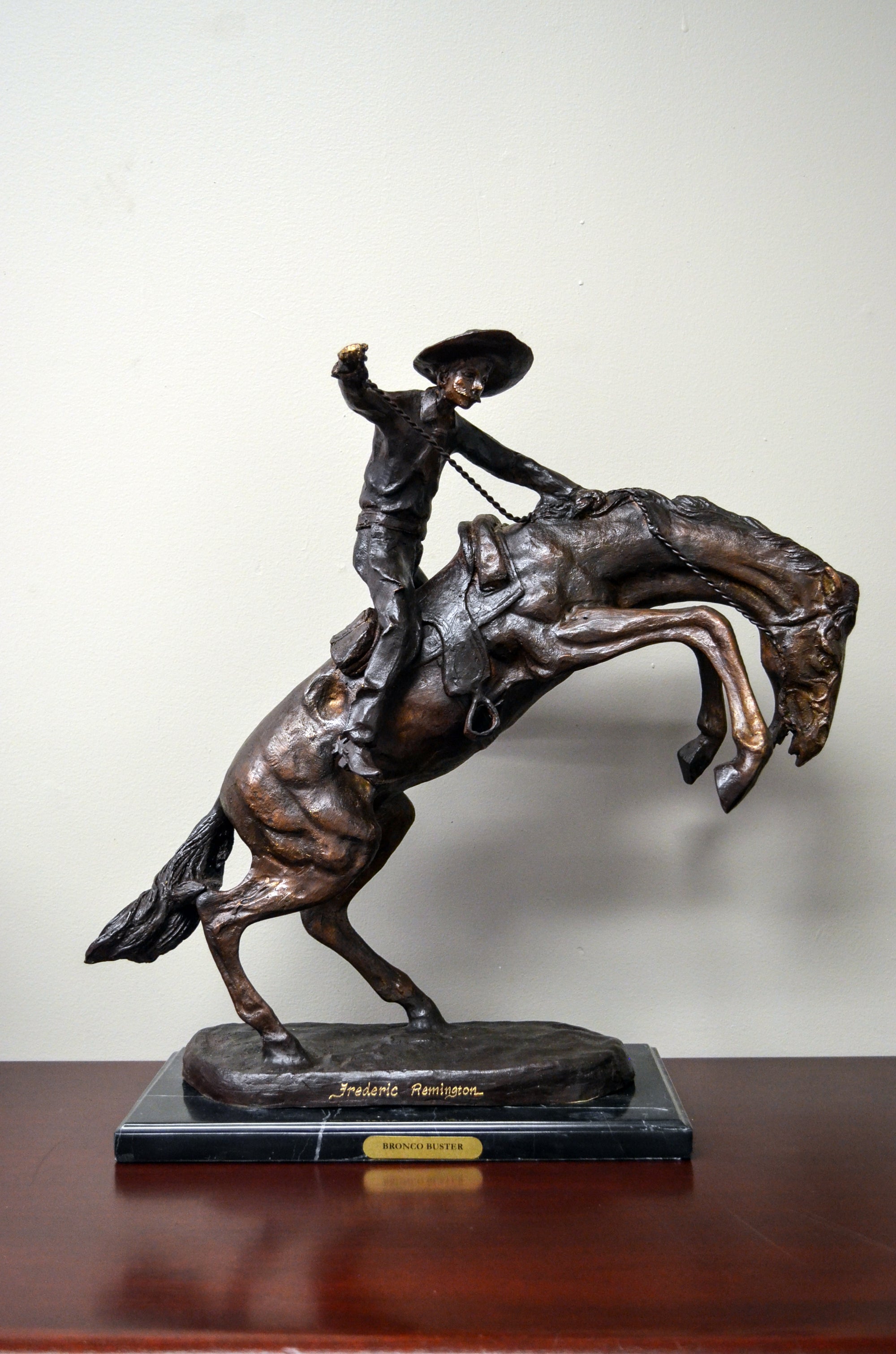 "Bronco Buster" Frederic Remington Bronze Tabletop Statue