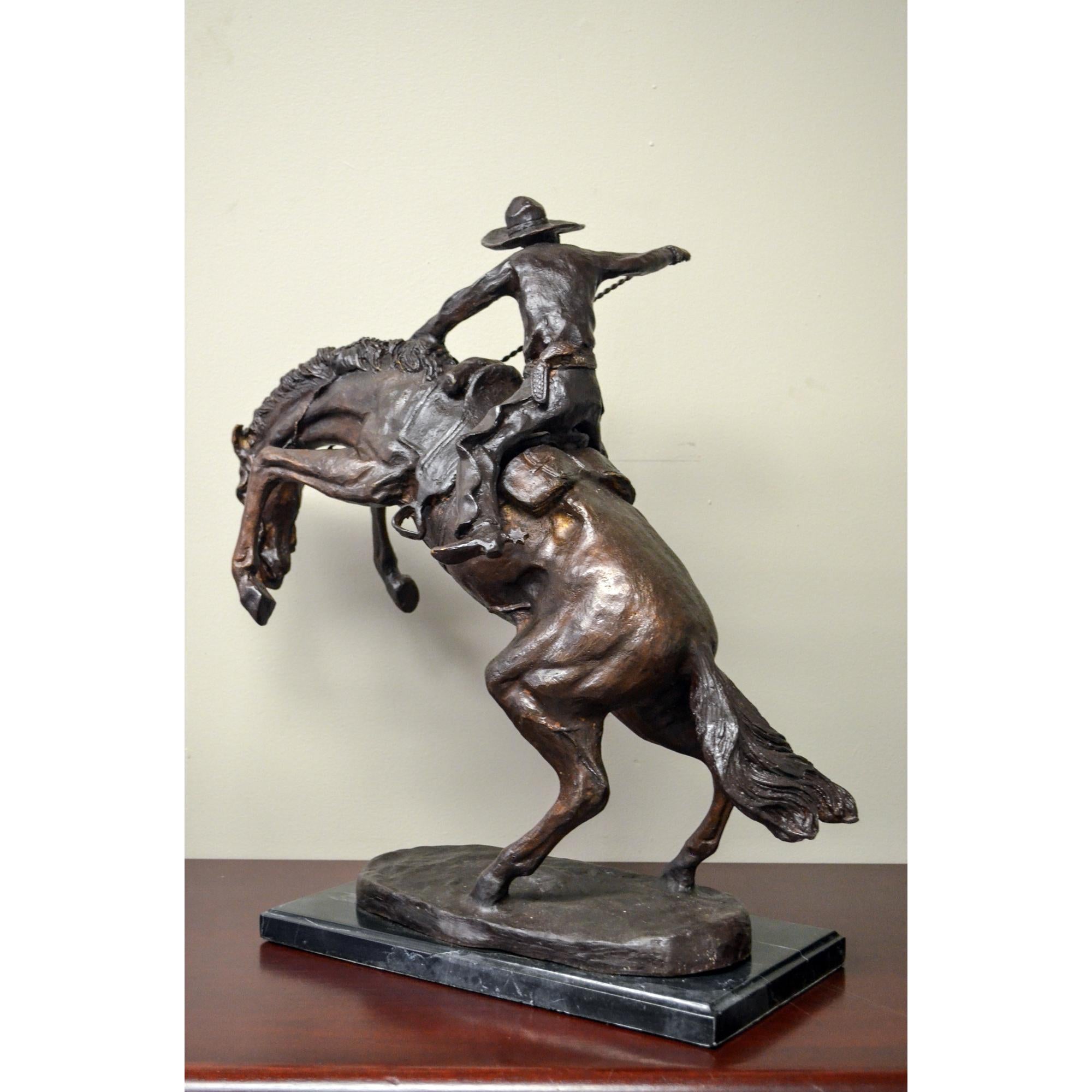 Bronco Buster Frederic Remington Bronze Tabletop Statue | FEA Home
