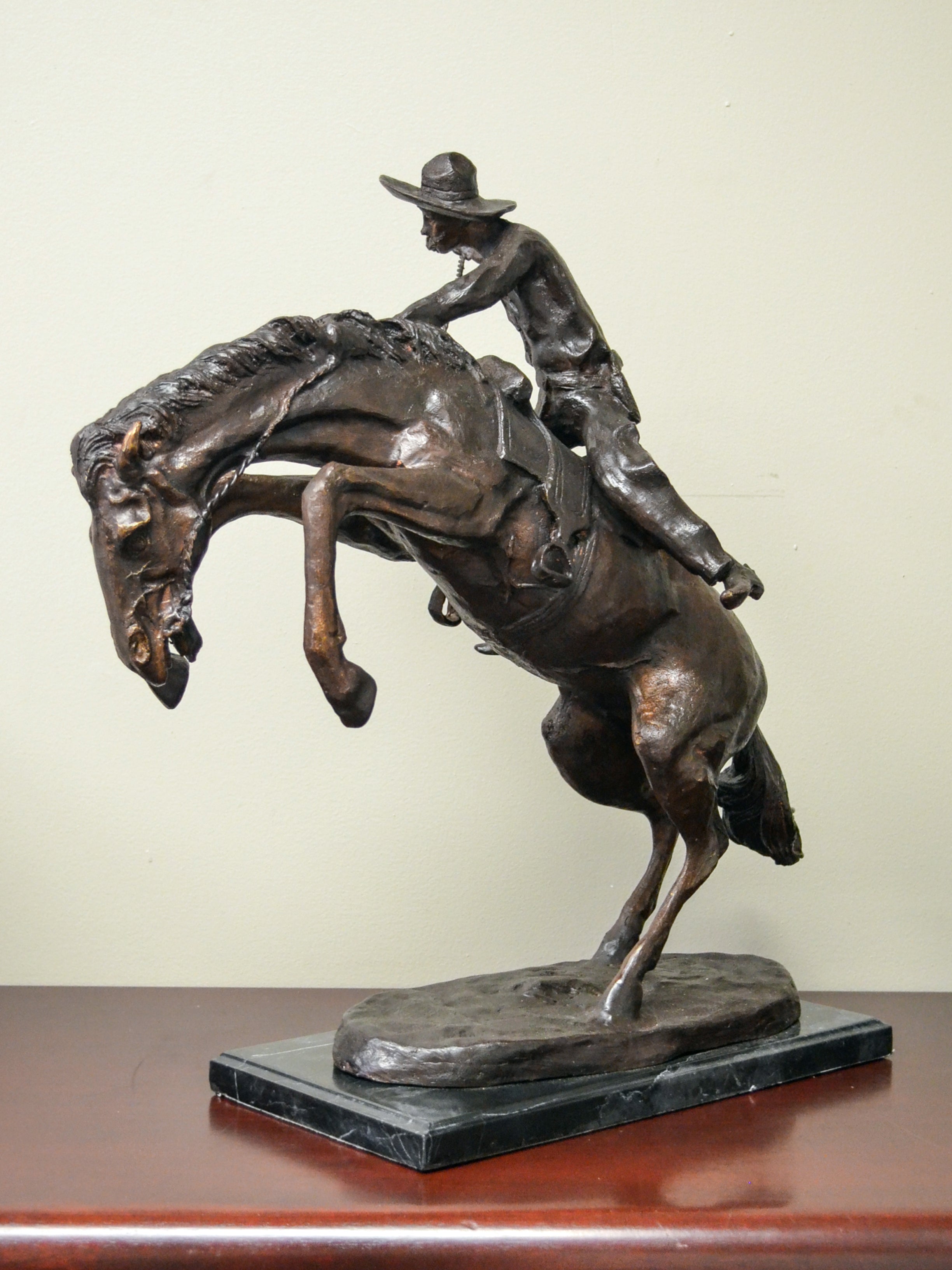 Bronco Buster Frederic Remington Bronze Tabletop Statue | FEA Home