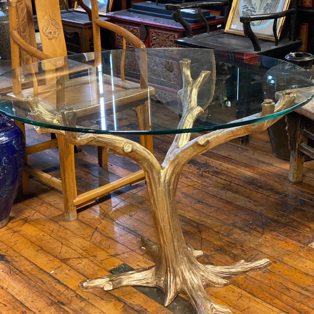 Bronze Tree Table in Gold Patina-3. Asian &amp; Chinese Furniture, Art, Antiques, Vintage Home Décor for sale at FEA Home