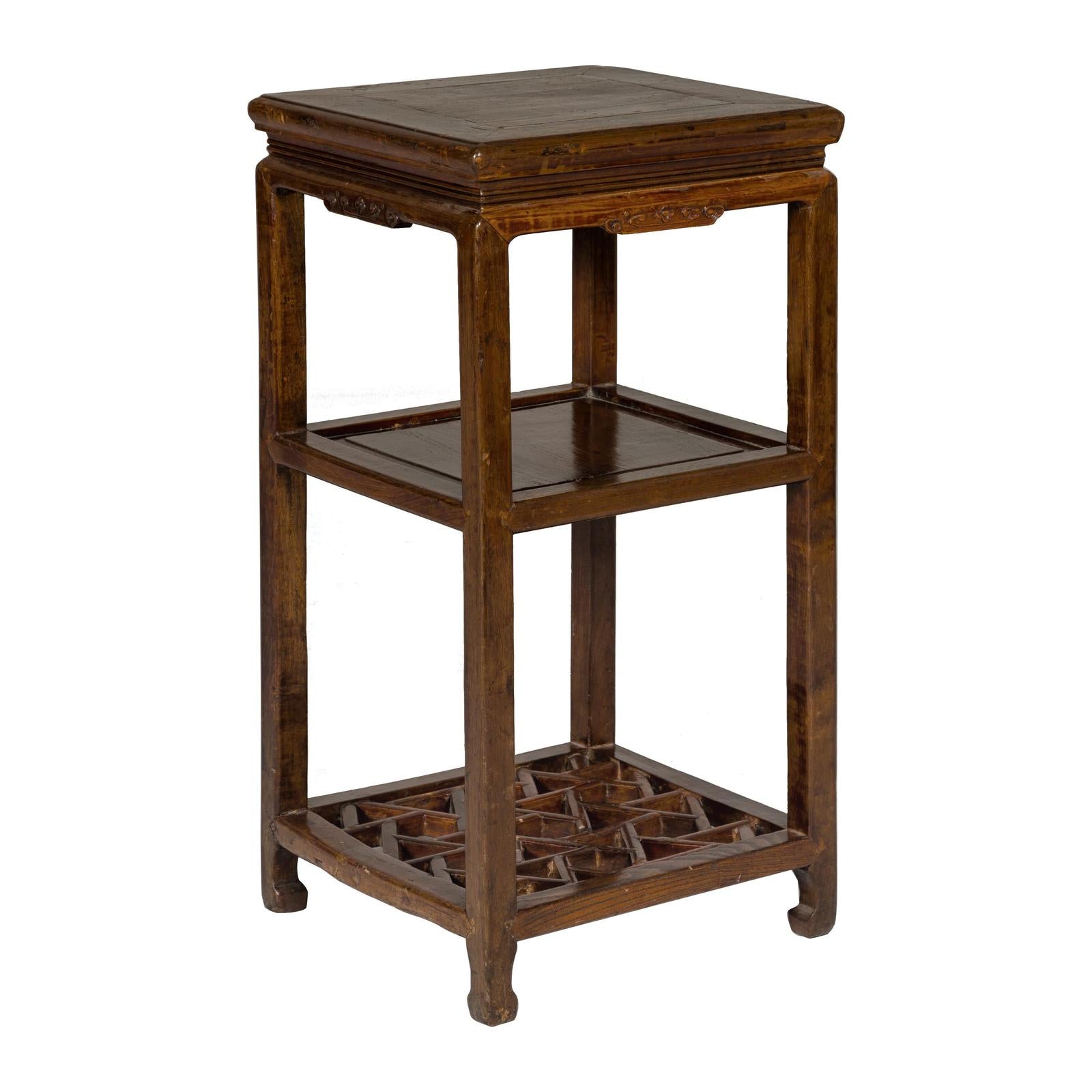 Three-Tiered Accent Table with Horse Hoof Feet