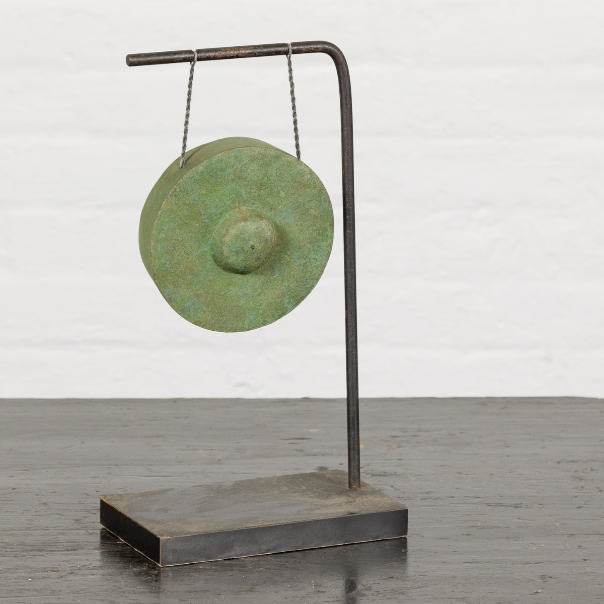 Swinging Bronze Gong Mounted on Custom Base-2. Asian & Chinese Furniture, Art, Antiques, Vintage Home Décor for sale at FEA Home