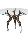 Vintage Lost Wax Cast Bronze Triple Deer Low Table Base with Dark Bronze Patina-1. Asian & Chinese Furniture, Art, Antiques, Vintage Home Décor for sale at FEA Home