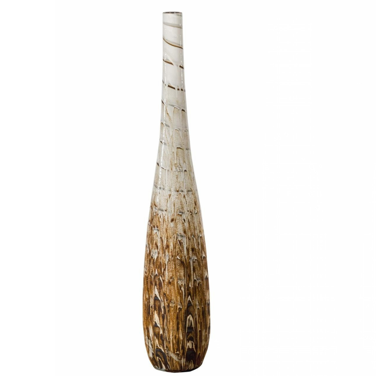 Three Slender Vases with Brown &amp; White Drip, Sold Each