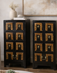 Pair of Black & Brown Apothecary Side Cabinets-1. Asian & Chinese Furniture, Art, Antiques, Vintage Home Décor for sale at FEA Home