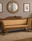 Dutch Colonial Javanese Teak Settee w/ Inset Woven Rattan, SKU , image 1