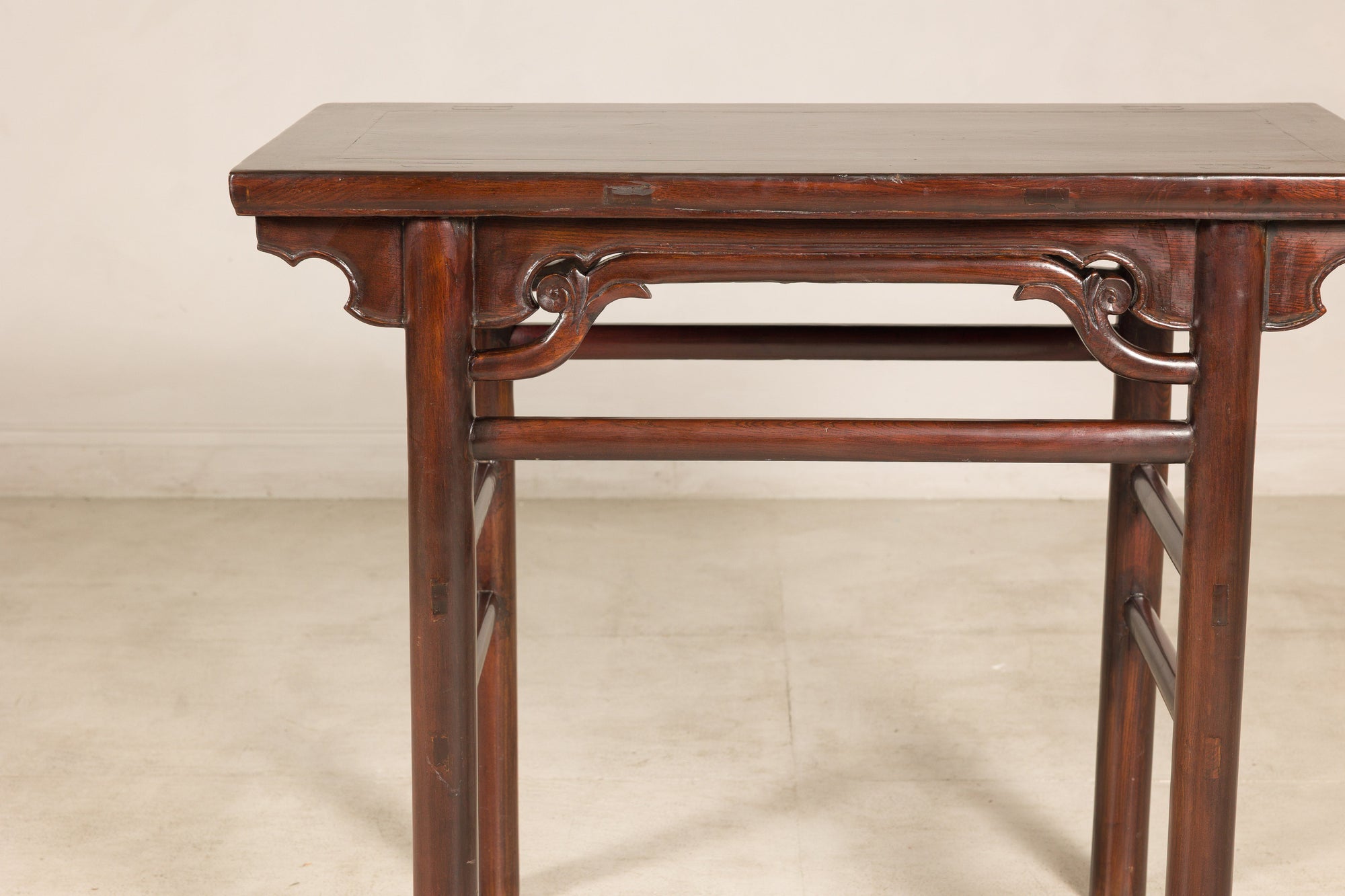 Chinese Qing elm console table back view