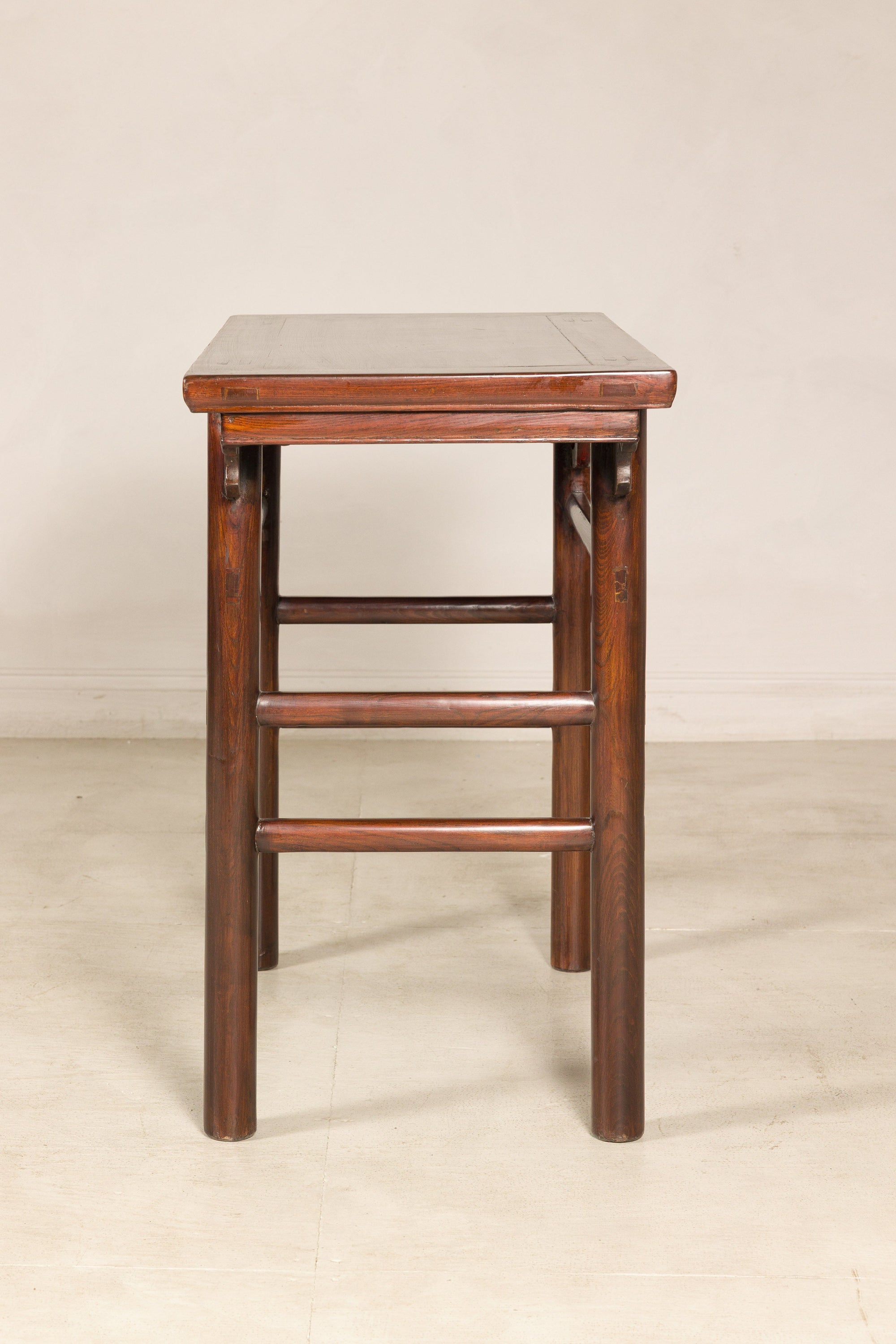 Chinese Qing elm console table interior view