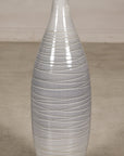 Tall Modern Gray-Glazed Ceramic Bottle Vase with Spiral Incising, close-up detail