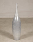 Tall Modern Gray-Glazed Ceramic Bottle Vase with Spiral Incising, additional gallery view 11