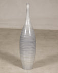 Tall Modern Gray-Glazed Ceramic Bottle Vase with Spiral Incising, additional gallery view 12