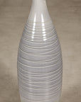 Tall Modern Gray-Glazed Ceramic Bottle Vase with Spiral Incising, additional gallery view 14