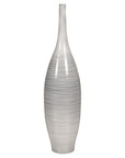 Gray glazed ceramic bottle vase with spiral incising.