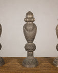 Set of Three Vintage Indian Silver-Plated Embossed Vessels, side view