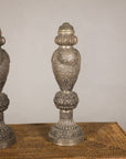 Set of Three Vintage Indian Silver-Plated Embossed Vessels, surface detail