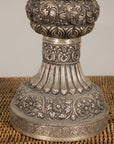 Set of Three Vintage Indian Silver-Plated Embossed Vessels, base detail