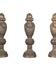 Set of Three Vintage Indian Silver-Plated Embossed Vessels, full object on a white background
