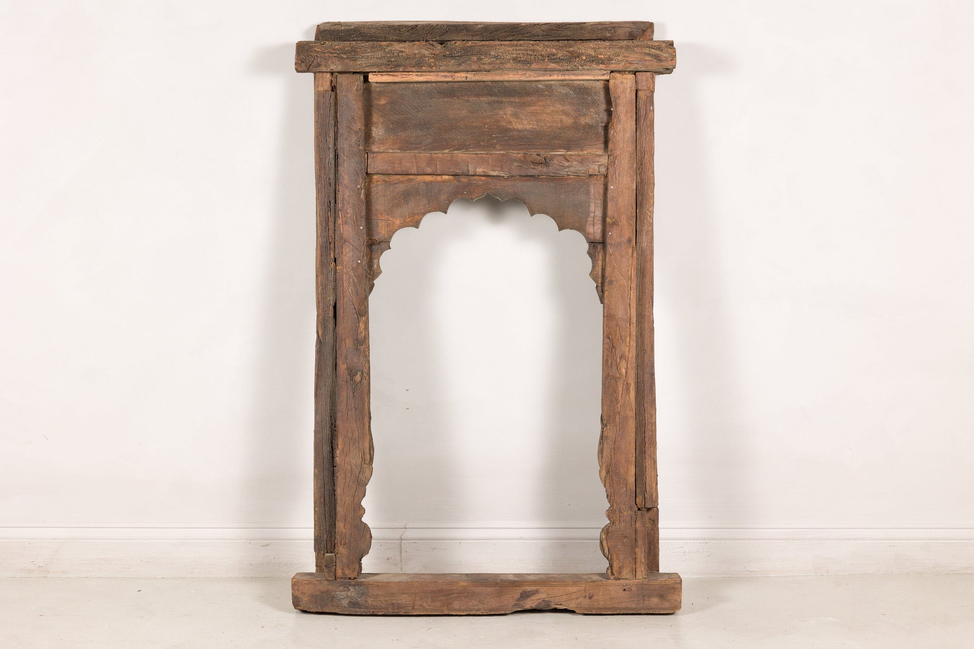 Rear view of antique carved architectural frame