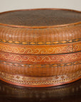 Vintage Chinese Woven Rattan Basket with Painted Cover, construction detail