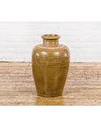 Vintage Vase with Monochrome Glaze and Tapering Lines