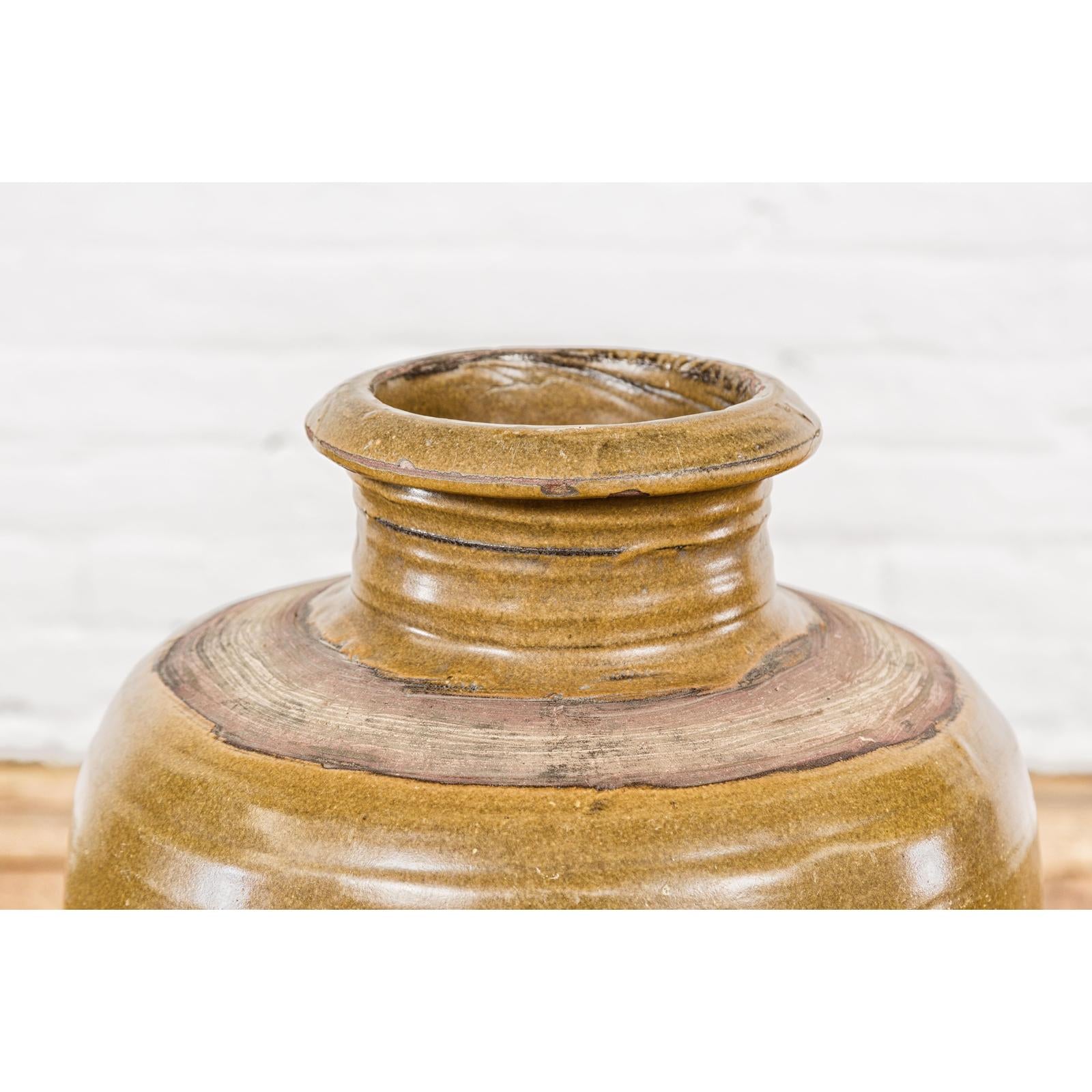 Vintage Vase with Monochrome Glaze and Tapering Lines