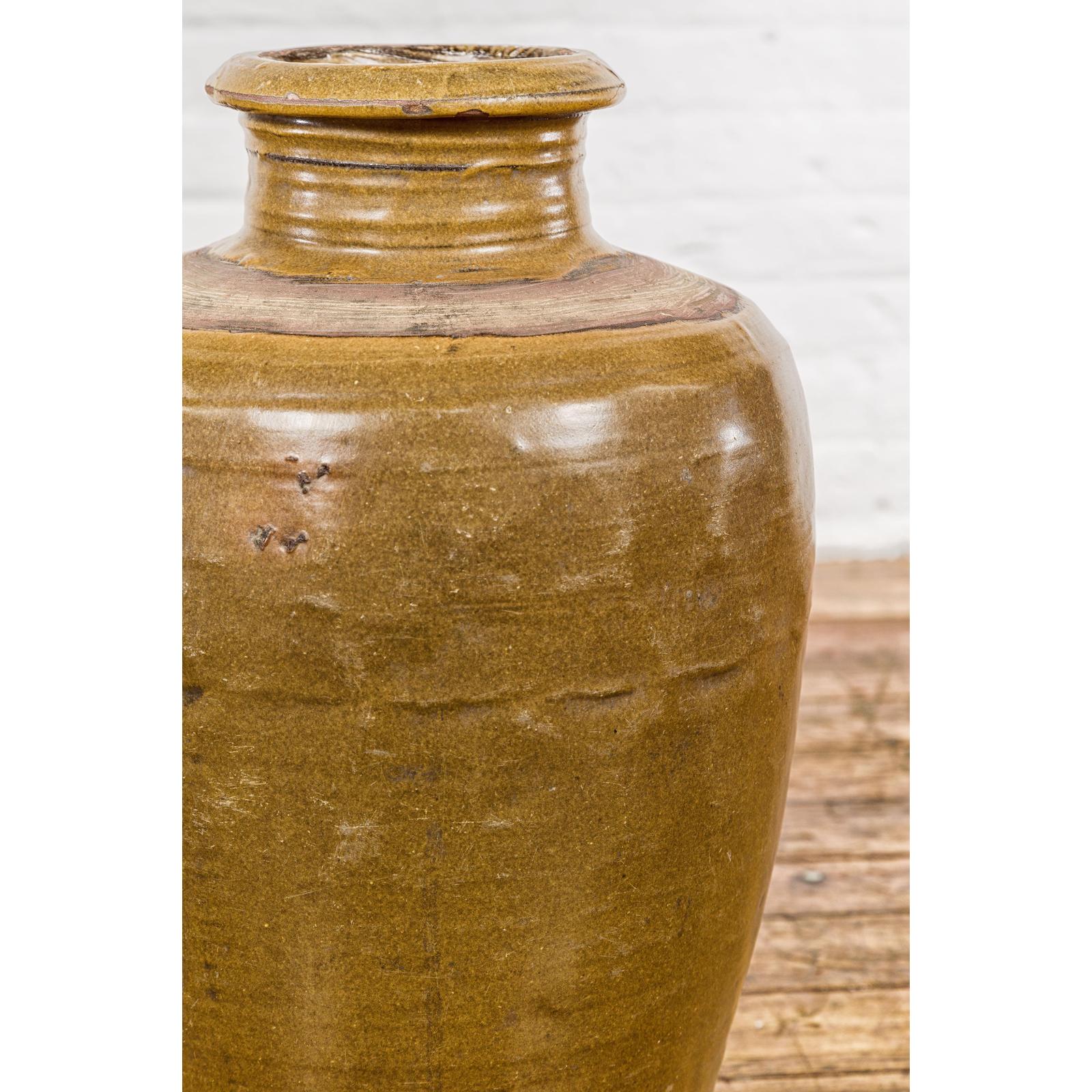 Vintage Vase with Monochrome Glaze and Tapering Lines