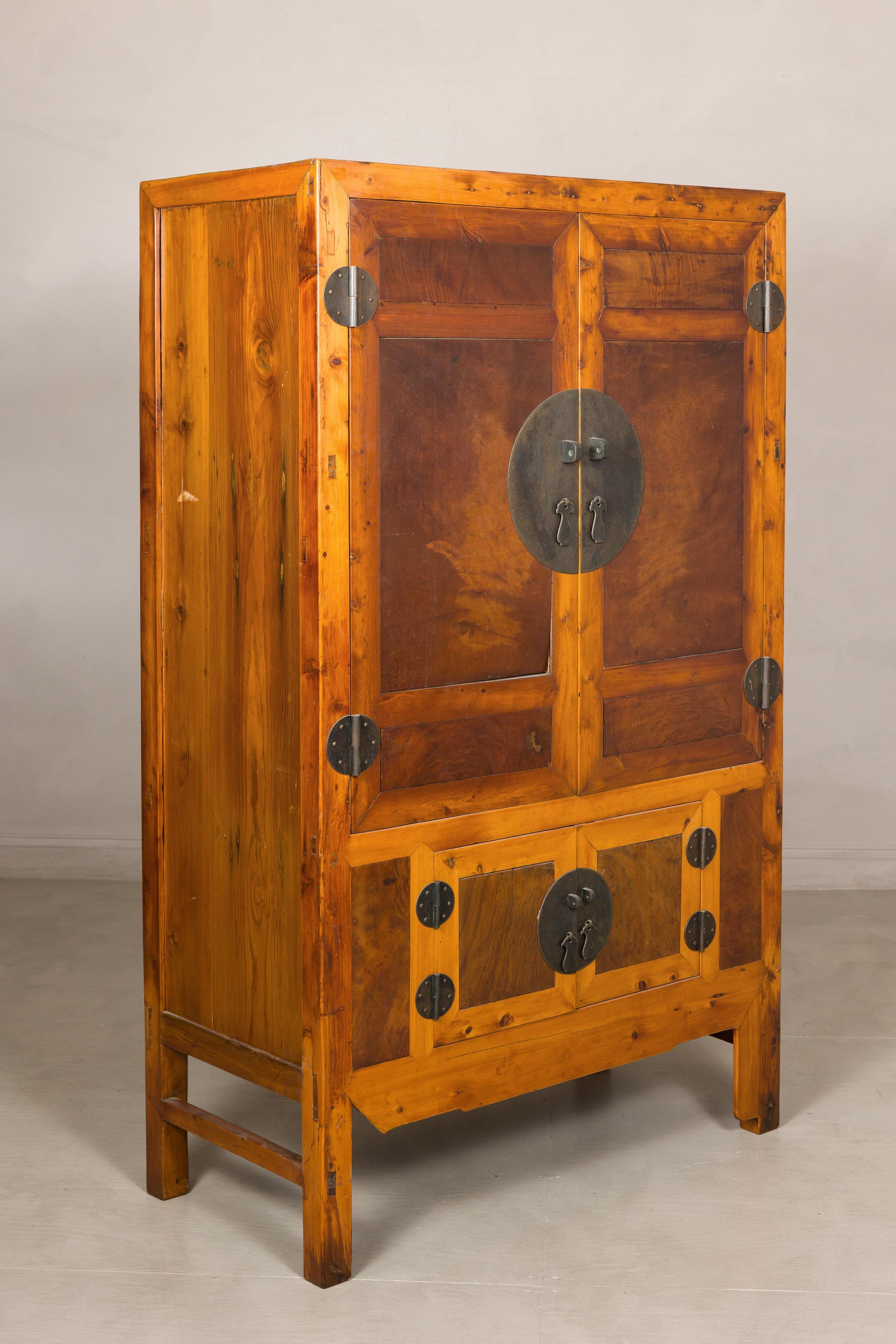 Chinese elm and burl wood cabinet construction detail