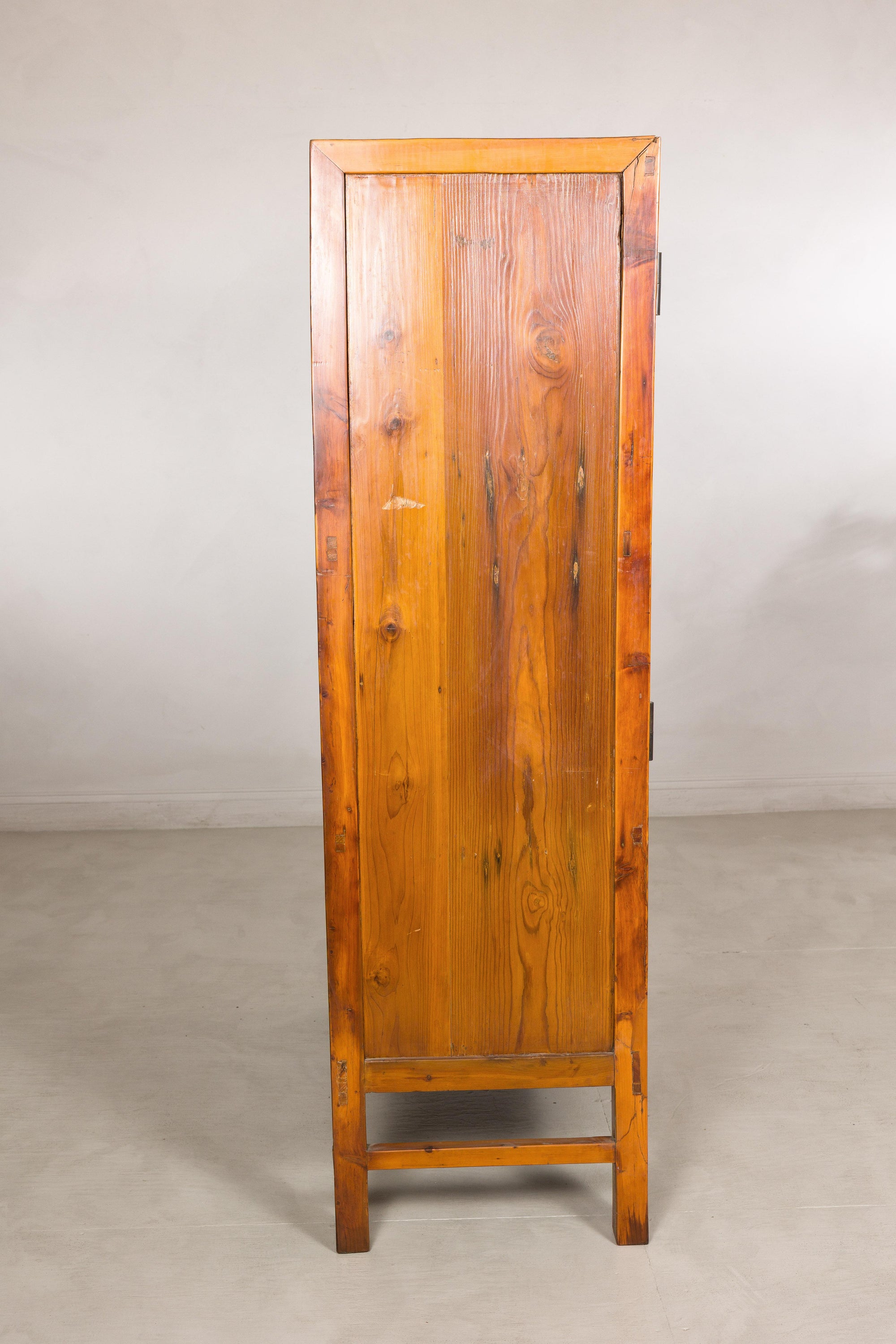 Chinese elm and burl wood cabinet alternate view