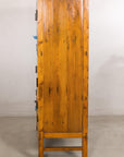 Chinese elm and burl wood cabinet interior view