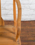 Chinese Qing Dynasty 19th Century Elmwood Chair with Character Carved Medallion