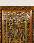 Close-up of upper half of the carved giltwood panel