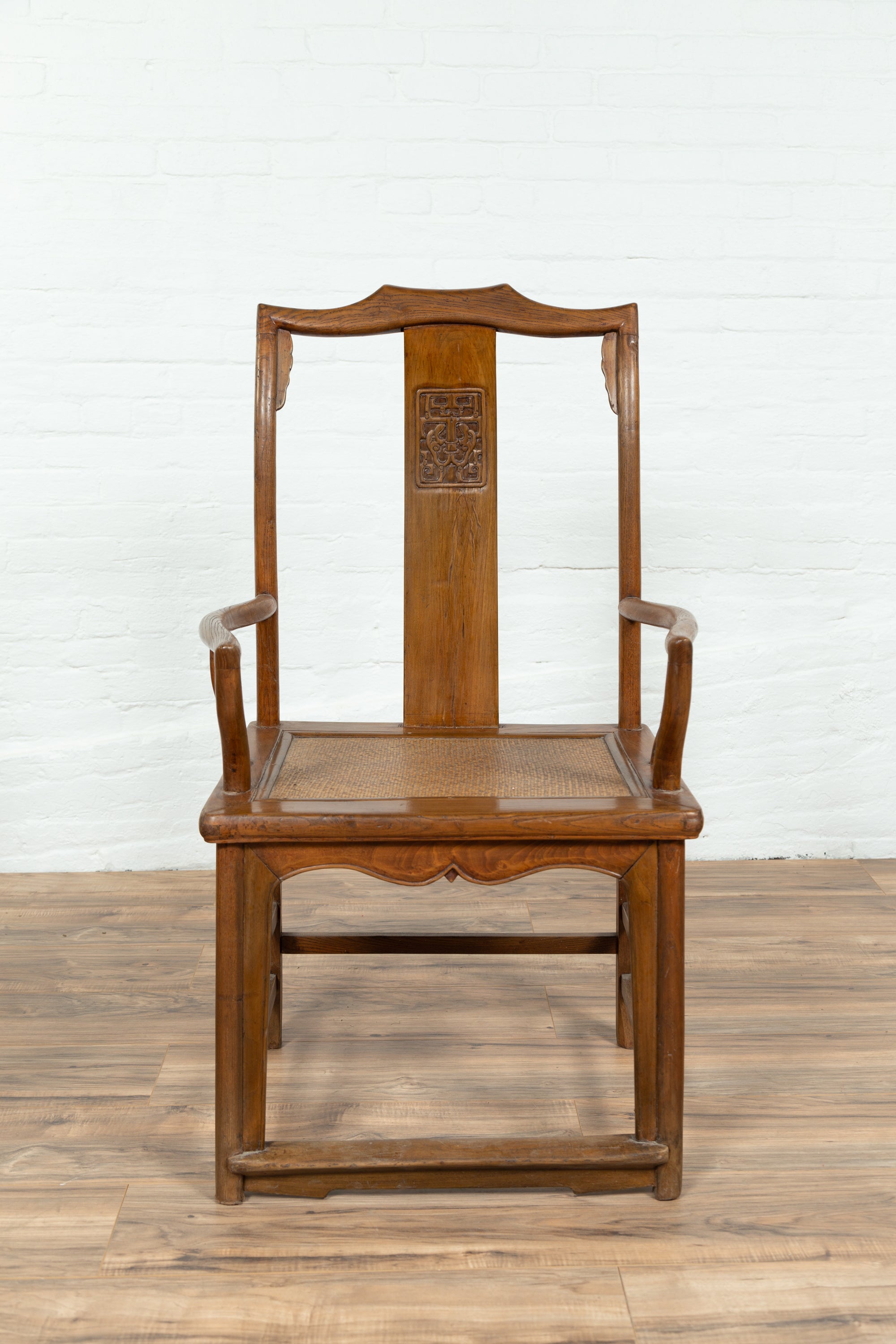 Pair of Elmwood Scholar Armchairs with Rattan Seats, SKU , image 11