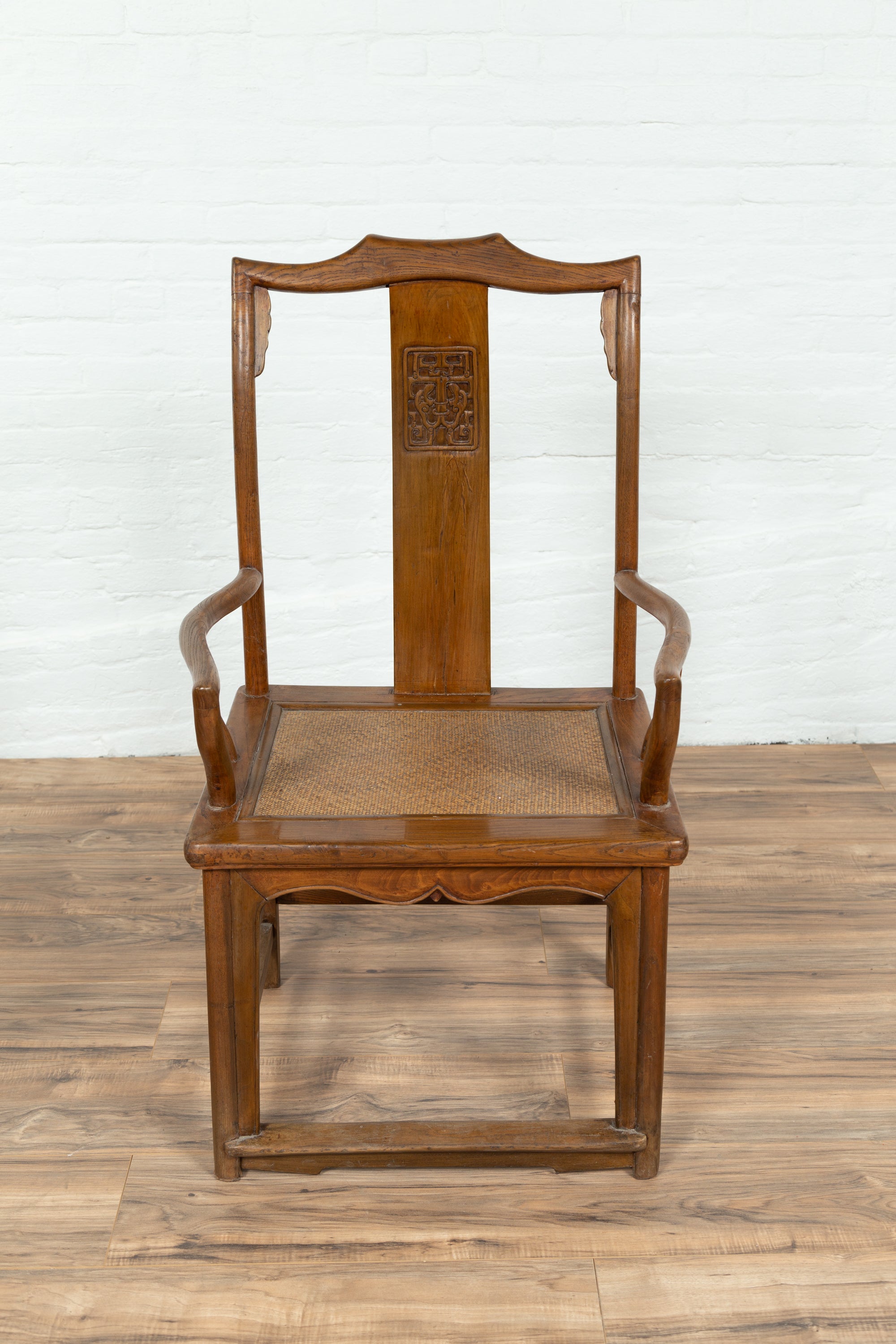 Pair of Elmwood Scholar Armchairs with Rattan Seats, SKU , image 12