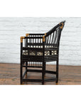 Horseshoe Back Chair with Bamboo Fretwork Geometric Motifs