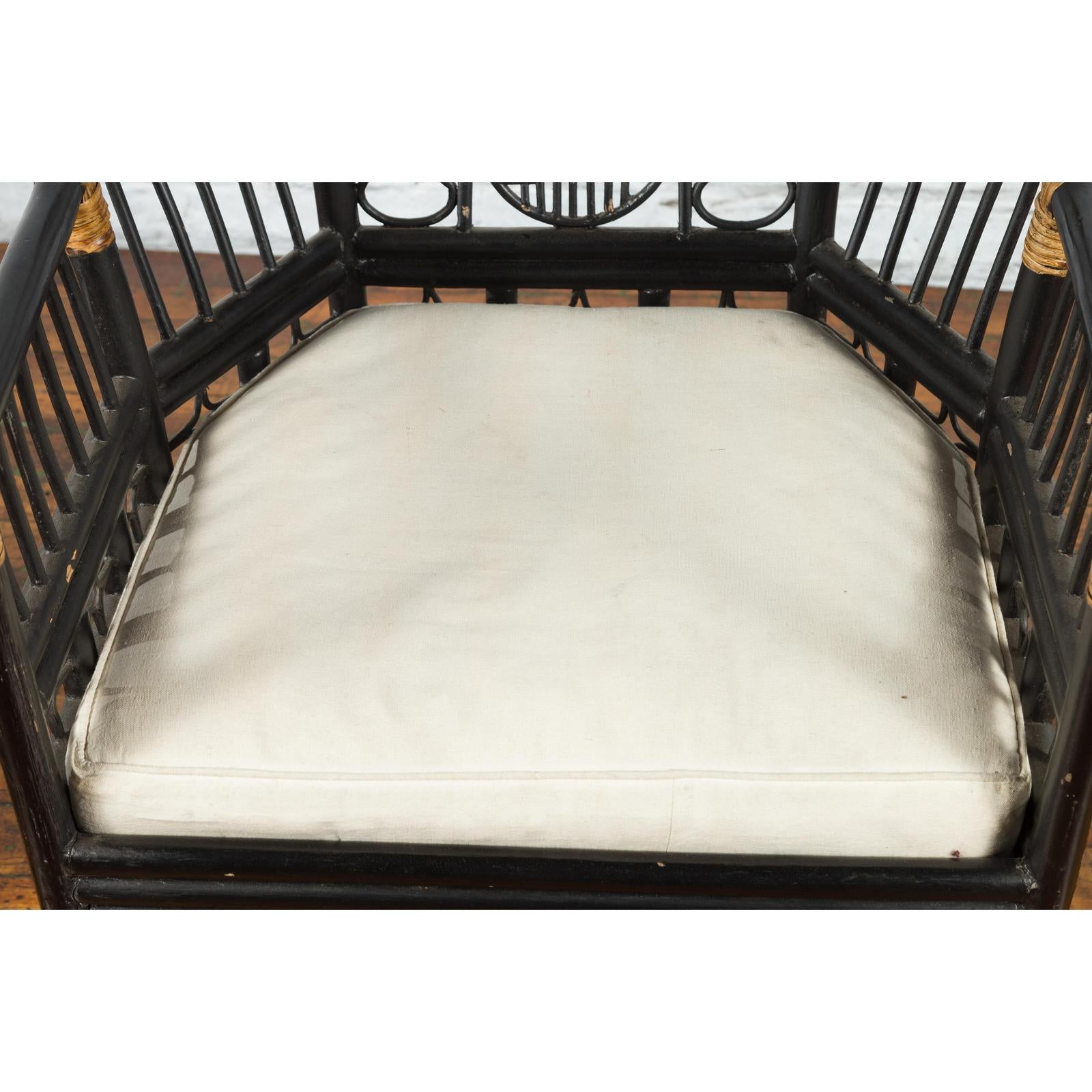 Horseshoe Back Chair with Bamboo Fretwork Geometric Motifs