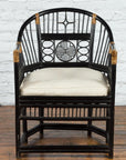 Horseshoe Back Chair with Bamboo Fretwork Geometric Motifs