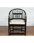 Horseshoe Back Chair with Bamboo Fretwork Geometric Motifs