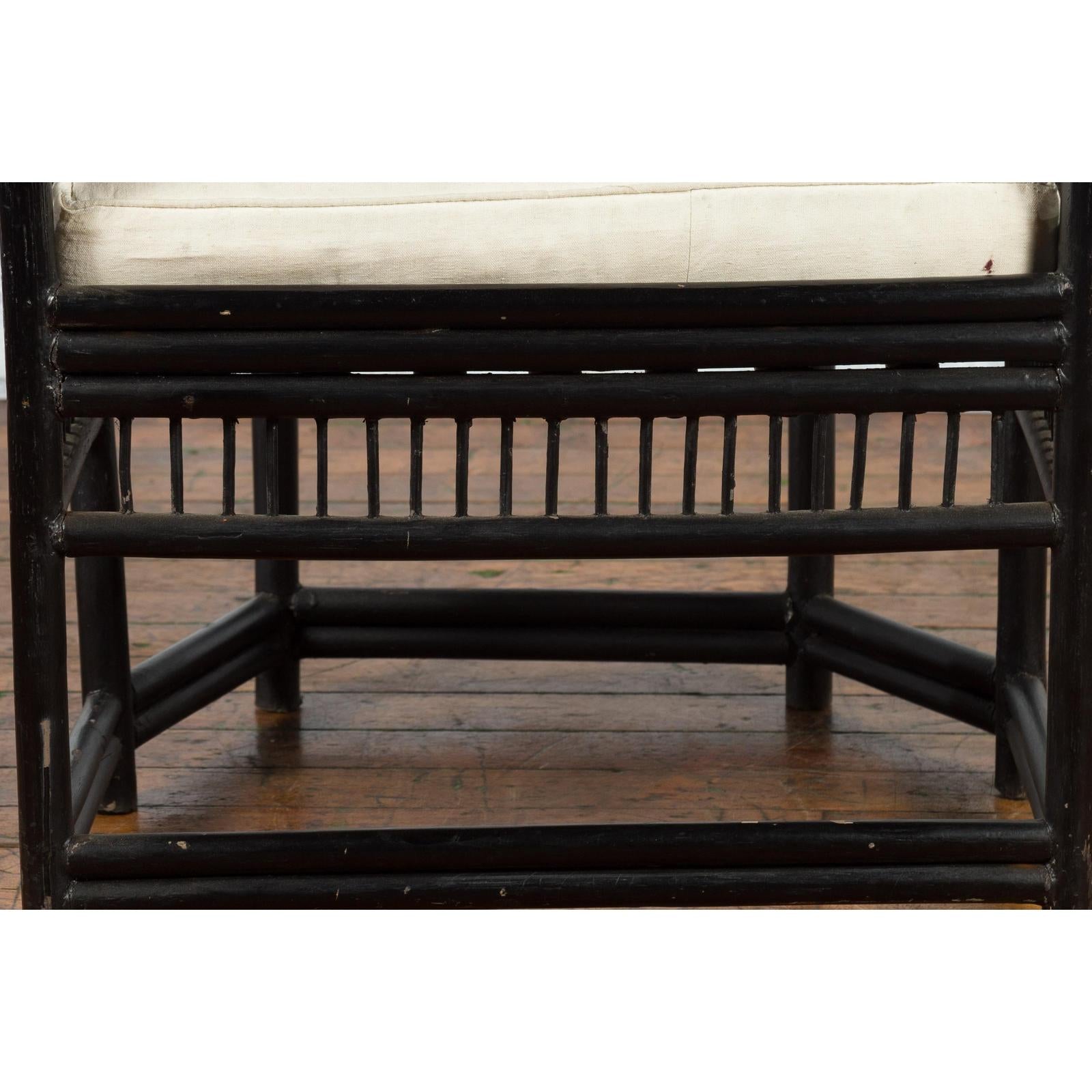 Horseshoe Back Chair with Bamboo Fretwork Geometric Motifs