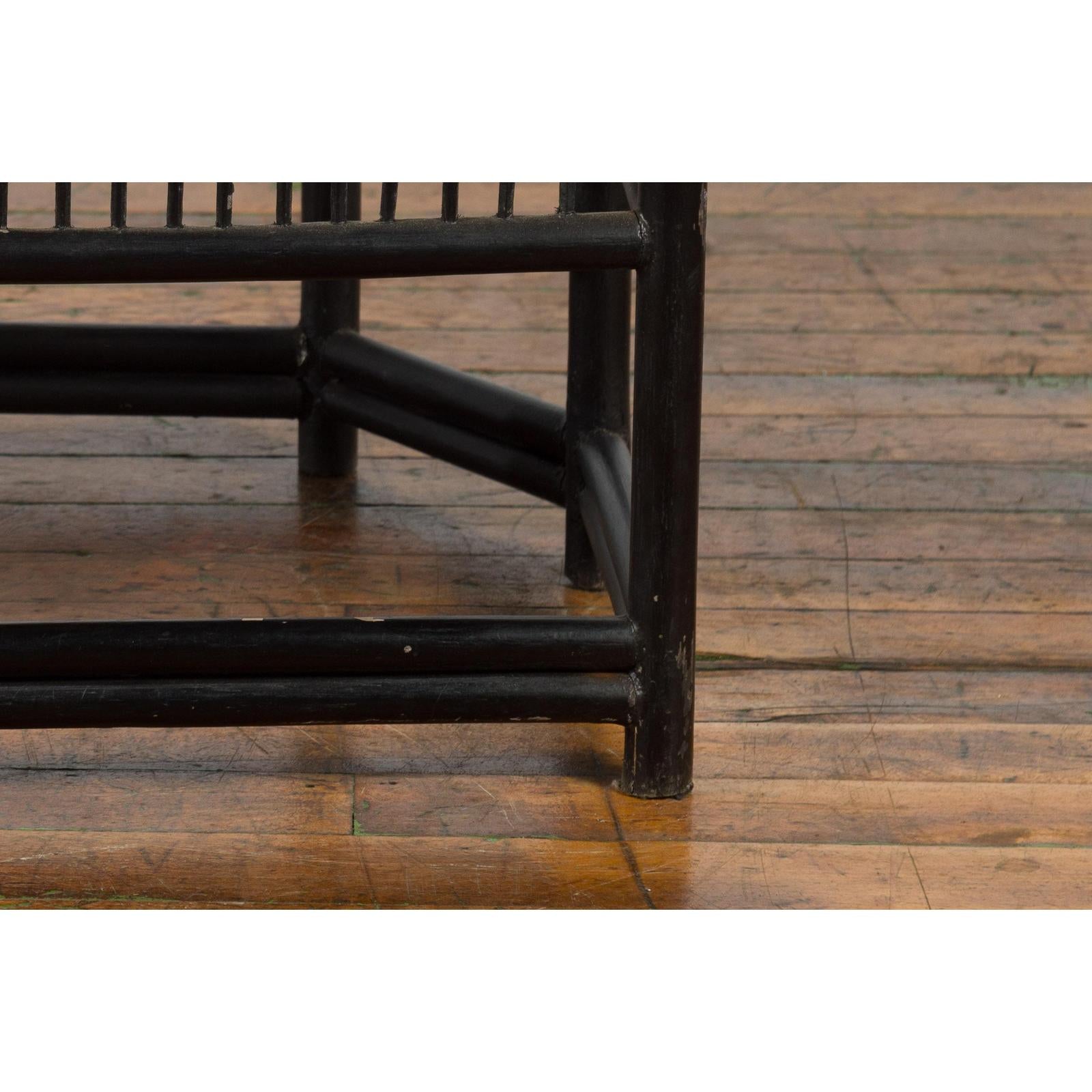 Horseshoe Back Chair with Bamboo Fretwork Geometric Motifs